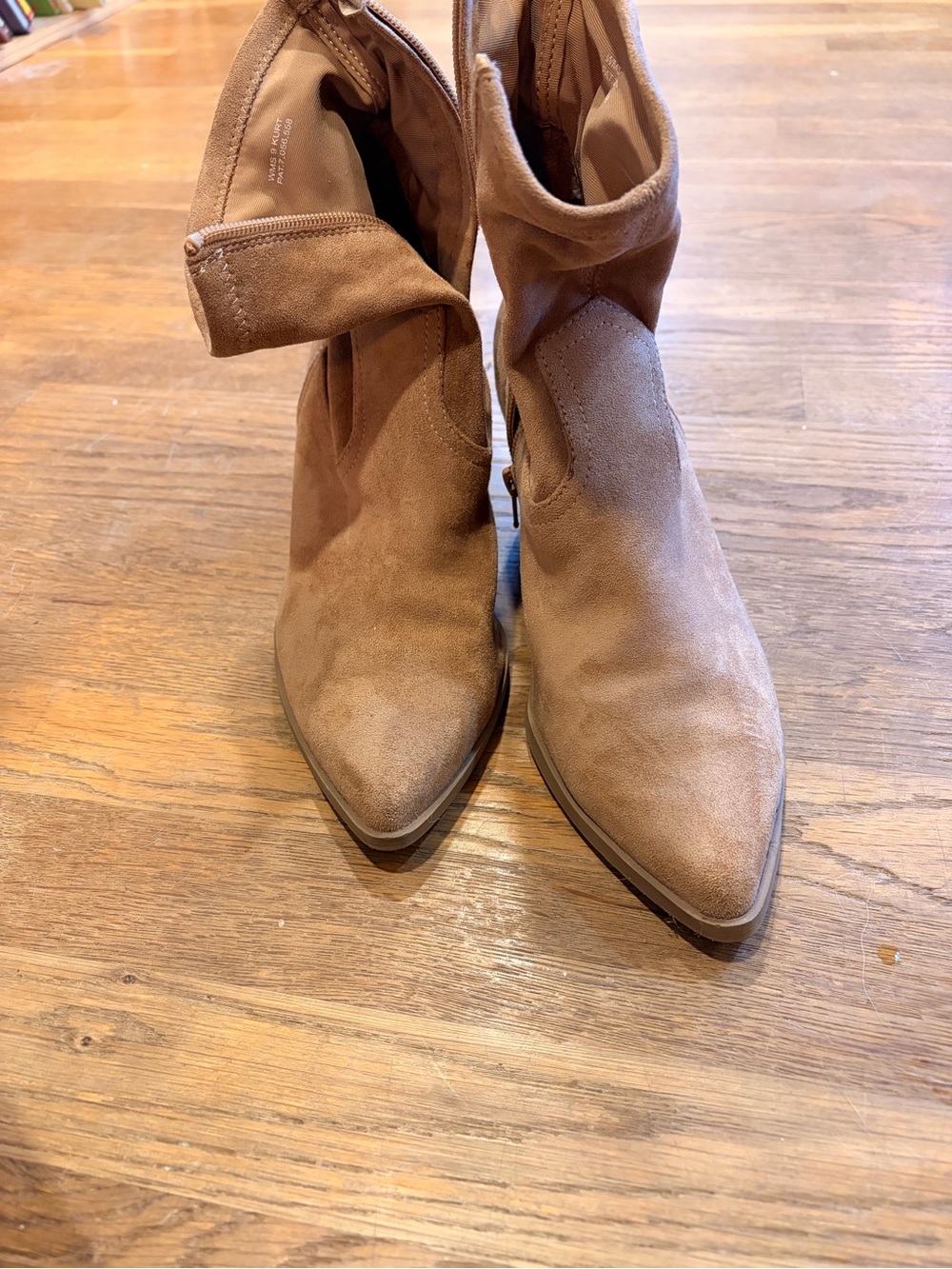 Dolce Vita Pointed Toe Suede Ankle Boots in Light Brown